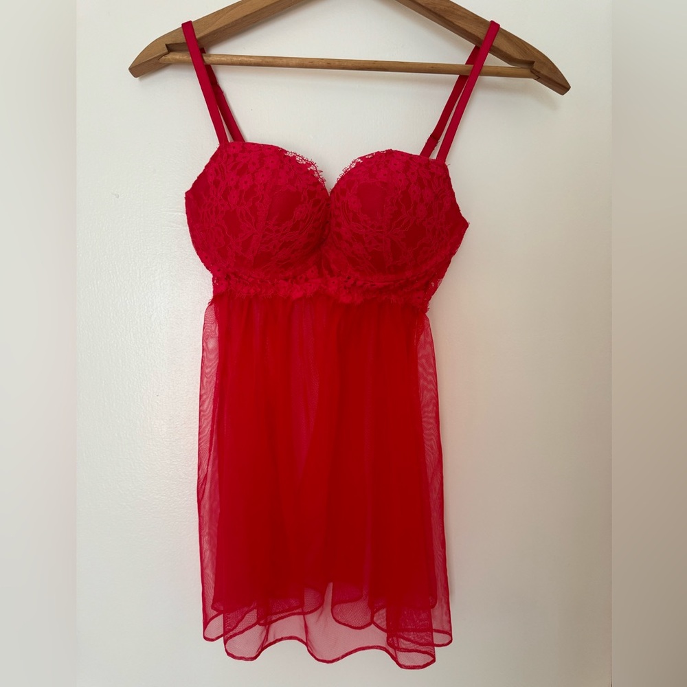 NWT Victoria's Secret Red Lace Babydoll